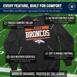 Denver Broncos NFL Adult Long Sleeve Team Block Charcoal Crewneck Sweatshirt - Charcoal