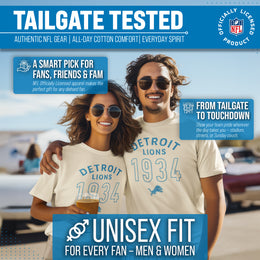 Detroit Lions NFL Adult Big Date Tag-Less T-Shirt - Natural