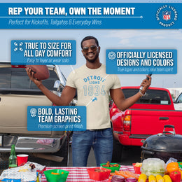 Detroit Lions NFL Adult Big Date Tag-Less T-Shirt - Natural