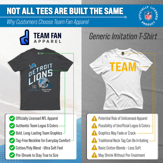 Detroit Lions NFL Adult Distressed Helmet Tag-Less T-Shirt - Heather Charcoal