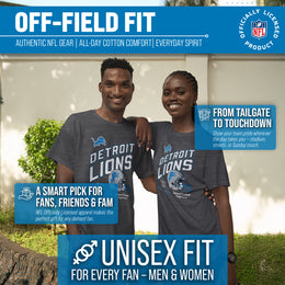 Detroit Lions NFL Adult Distressed Helmet Tag-Less T-Shirt - Heather Charcoal