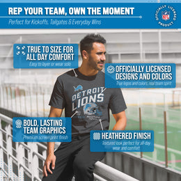 Detroit Lions NFL Adult Distressed Helmet Tag-Less T-Shirt - Heather Charcoal