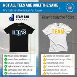 Detroit Lions NFL Adult Modern Endzone Tag-Less T-Shirt - Black