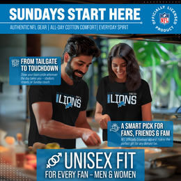 Detroit Lions NFL Adult Modern Endzone Tag-Less T-Shirt - Black