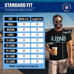 Detroit Lions NFL Adult Modern Endzone Tag-Less T-Shirt - Black