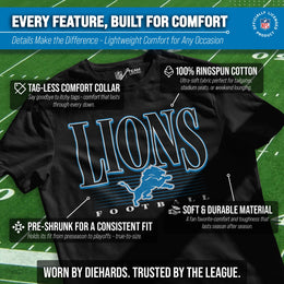 Detroit Lions NFL Adult Overtime Blueprint Tag-Less T-Shirt - Black