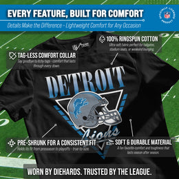 Detroit Lions NFL Adult Retro Triangle Unisex T-Shirt - Black