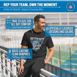 Detroit Lions NFL Adult Retro Triangle Unisex T-Shirt - Black