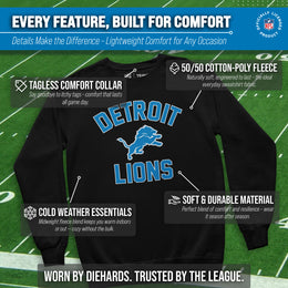 Detroit Lions NFL Gameday Adult Crewneck Sweatshirt - Black