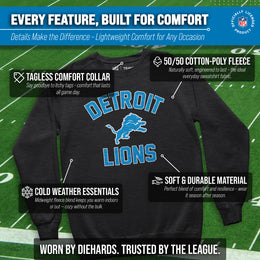 Detroit Lions NFL Gameday Adult Crewneck Sweatshirt - Heathered Charcoal