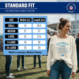 Detroit Lions NFL Womens Big Date Slouchy Crewneck - Natural