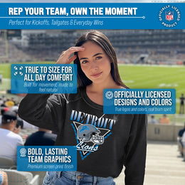Detroit Lions NFL Womens Retro Triangle Slouchy Crewneck - Heather Charcoal