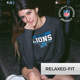 Detroit Lions NFL Womens Charcoal Crew Neck Football Apparel - Charcoal