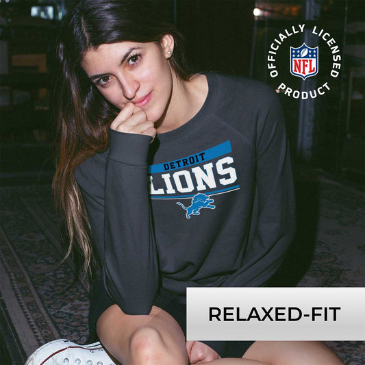 Detroit Lions NFL Womens Charcoal Crew Neck Football Apparel - Charcoal