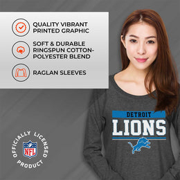 Detroit Lions NFL Womens Charcoal Crew Neck Football Apparel - Charcoal