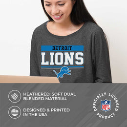 Detroit Lions NFL Womens Charcoal Crew Neck Football Apparel - Charcoal