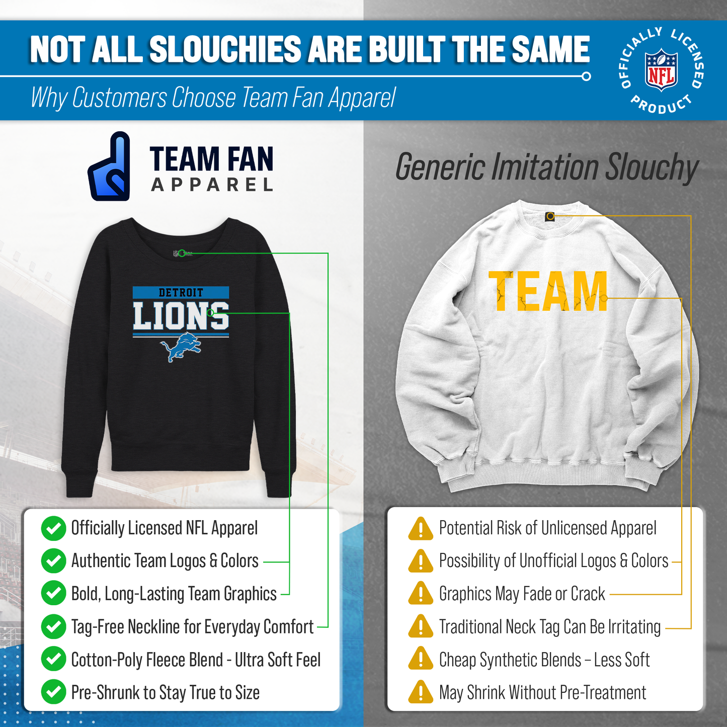 Detroit Lions NFL Womens Charcoal Crew Neck Football Apparel - Charcoal
