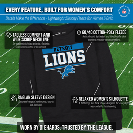 Detroit Lions NFL Womens Charcoal Crew Neck Football Apparel - Charcoal
