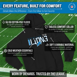Detroit Lions NFL Adult Unisex Modern Endzone Soft Fleece Hooded Sweatshirt - Black