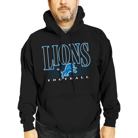 Detroit Lions NFL Adult Unisex Overtime Blueprint Soft Fleece Hooded Sweatshirt - Black