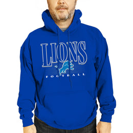 Detroit Lions NFL Adult Unisex Overtime Blueprint Soft Fleece Hooded Sweatshirt - Royal