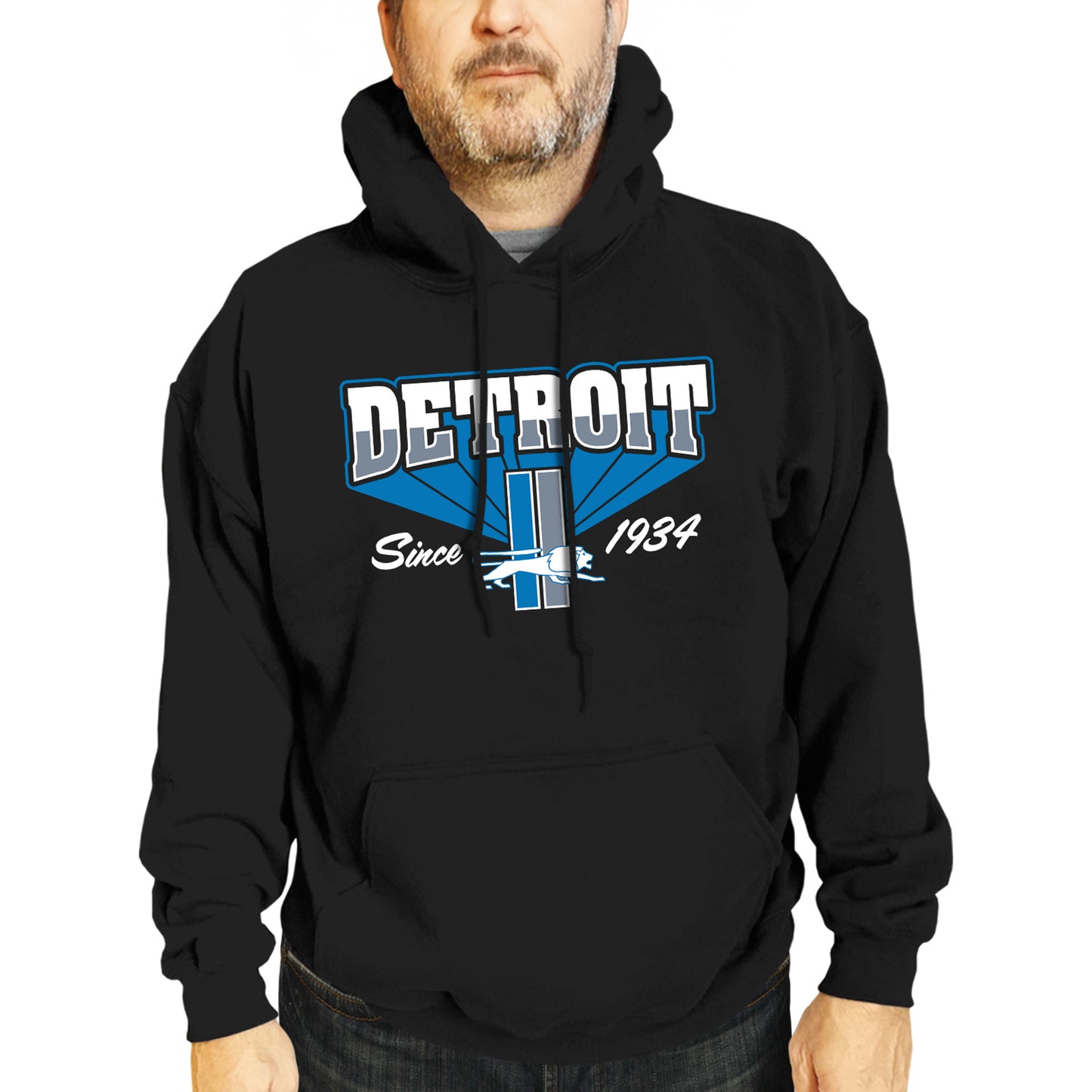 Detroit Lions NFL Adult Unisex Vintage Block Ultra Soft Fleece Hooded Sweatshirt - Black
