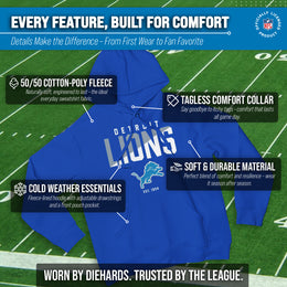 Detroit Lions Adult NFL Diagonal Fade Fleece Hooded Sweatshirt - Royal