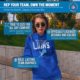 Detroit Lions Adult NFL Diagonal Fade Fleece Hooded Sweatshirt - Royal