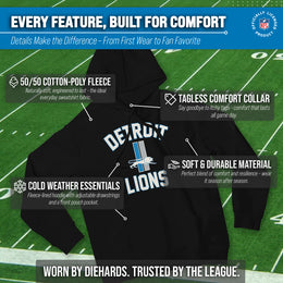 Detroit Lions NFL Adult Unisex Retro Gameday Ultra Soft Fleece Hooded Sweatshirt - Black