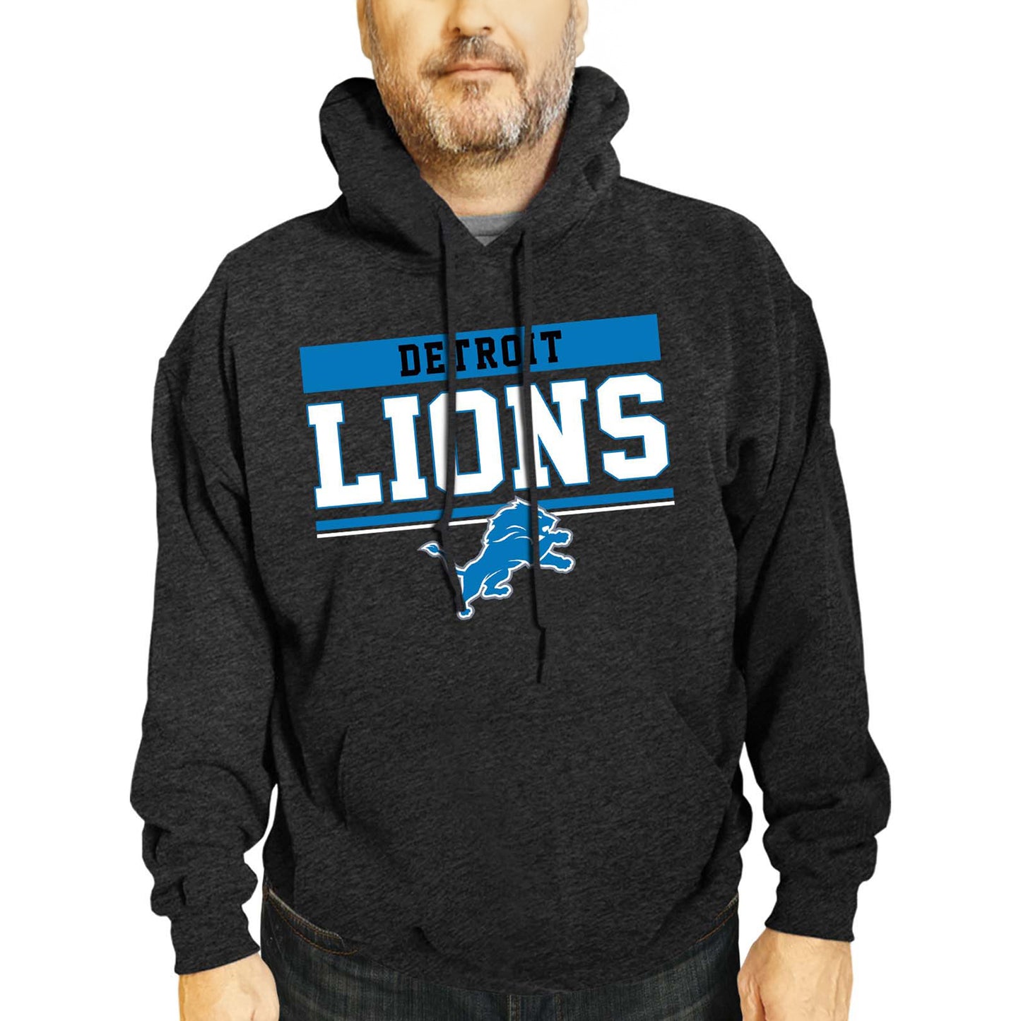 Detroit Lions NFL Adult Gameday Charcoal Hooded Sweatshirt - Charcoal