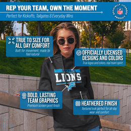 Detroit Lions NFL Adult Gameday Charcoal Hooded Sweatshirt - Charcoal
