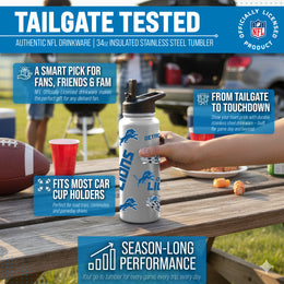 Detroit Lions NFL 34Oz Native Quencher Water Bottle - White