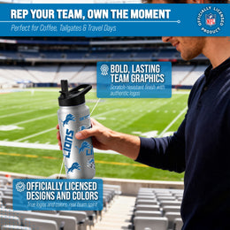 Detroit Lions NFL 34Oz Native Quencher Water Bottle - White