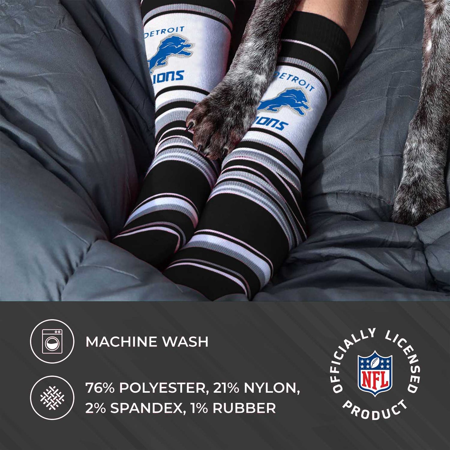 Detroit Lions NFL Adult Striped Dress Socks - Black