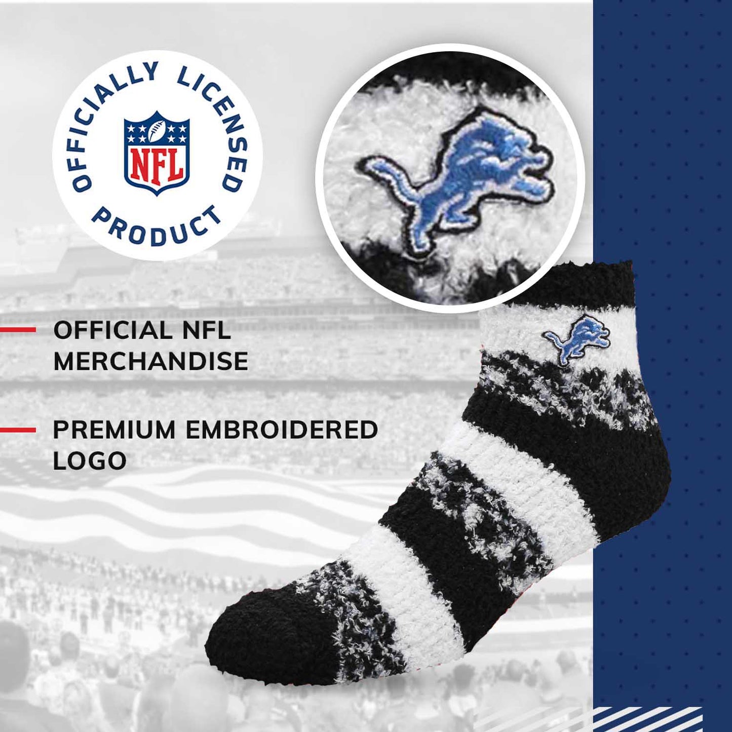 Detroit Lions NFL Cozy Soft Slipper Socks - Black