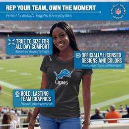 Detroit Lions Women's NFL Ultimate Fan Logo Short Sleeve T-Shirt - Black