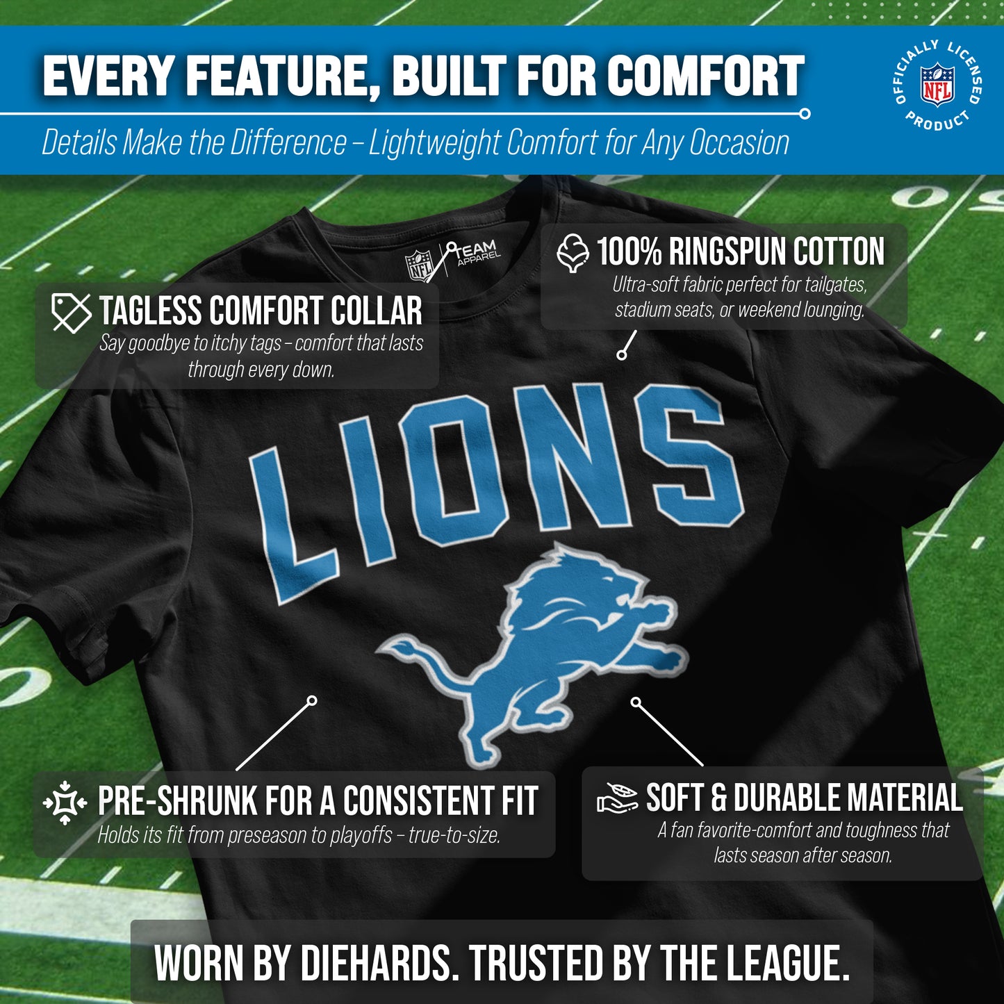 Detroit Lions NFL Home Team Tee - Black