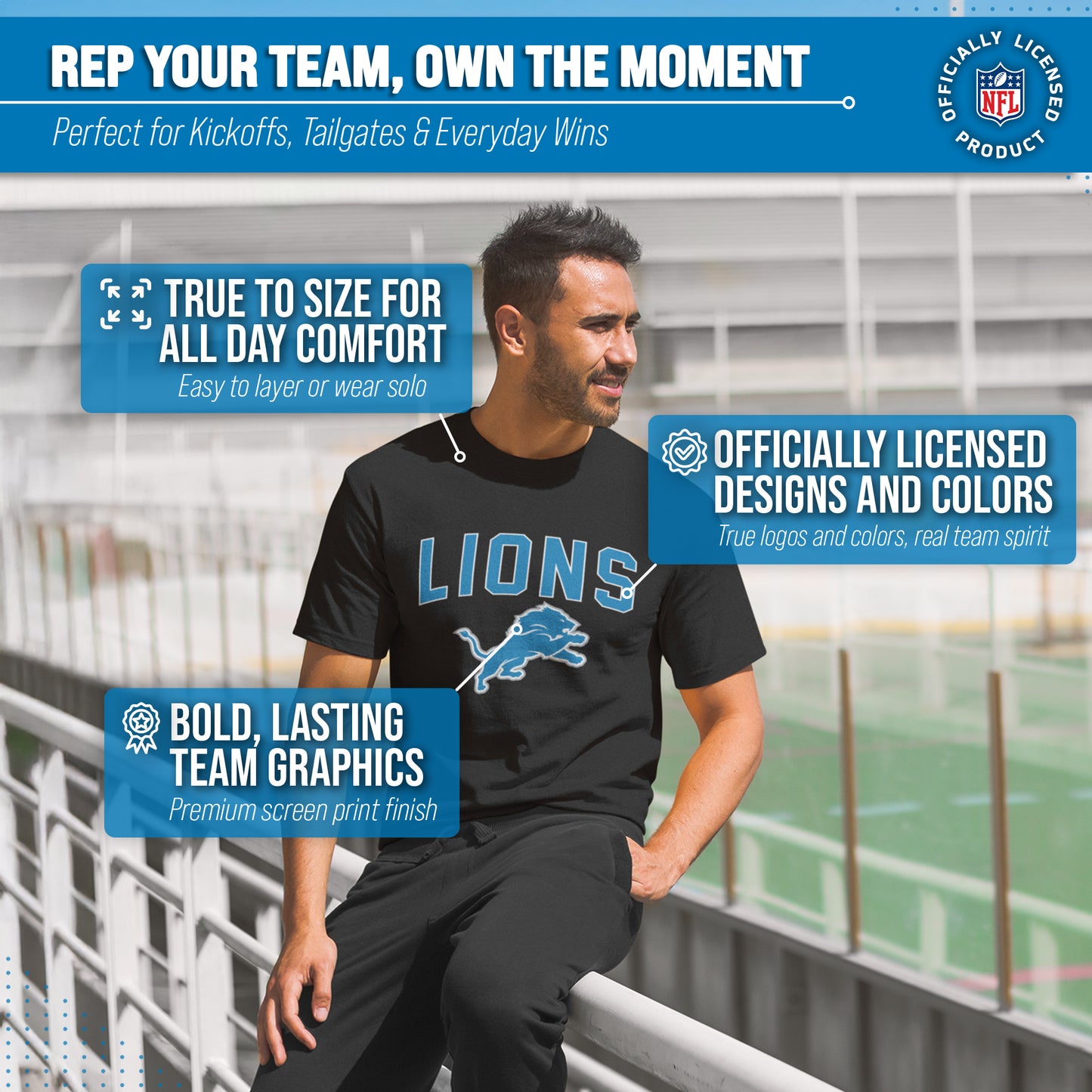 Detroit Lions NFL Home Team Tee - Black