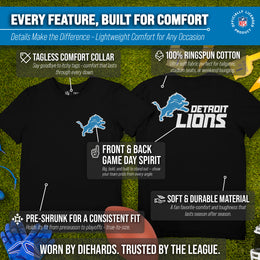 Detroit Lions NFL Pro Football Final Countdown Adult Cotton-Poly Short Sleeved T-Shirt For Men & Women - Black