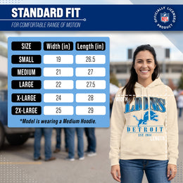 Detroit Lions Ladies NFL Starstruck Fleece Pullover Hooded Sweatshirt - Cream