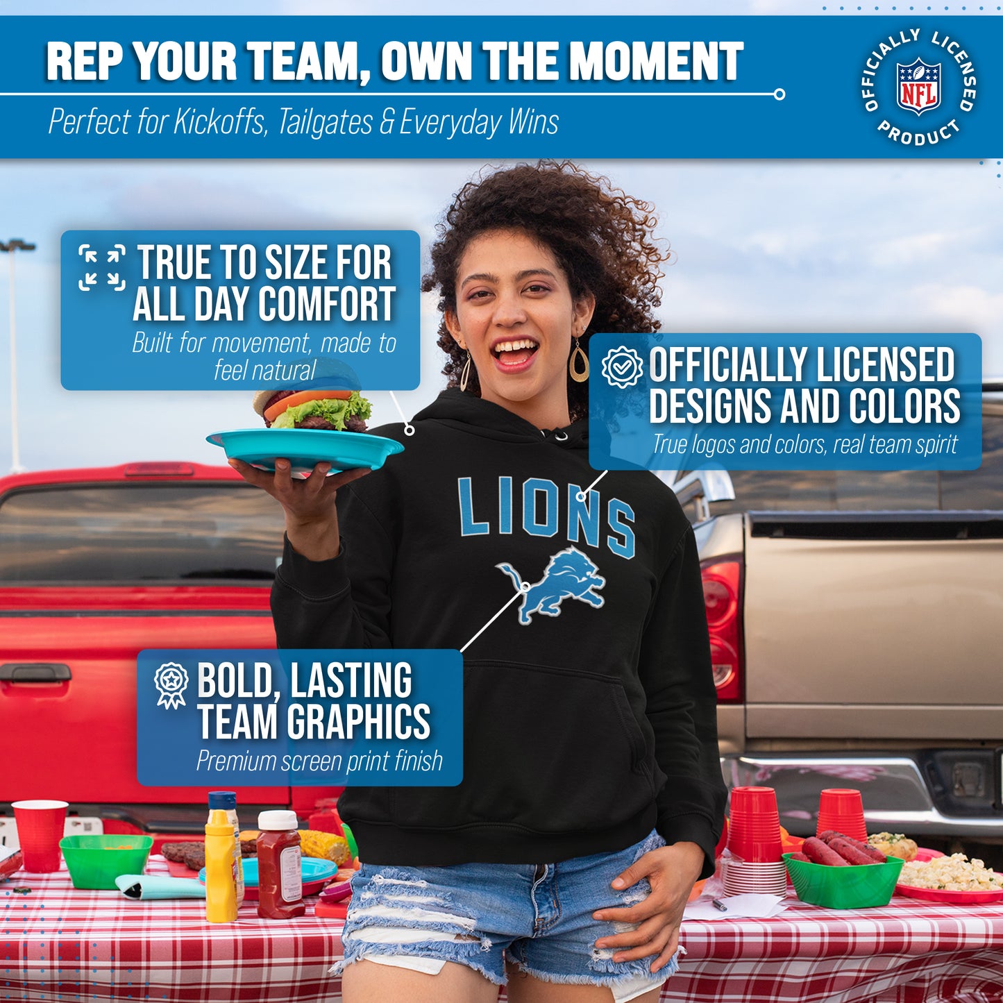 Detroit Lions NFL Home Team Hoodie - Black