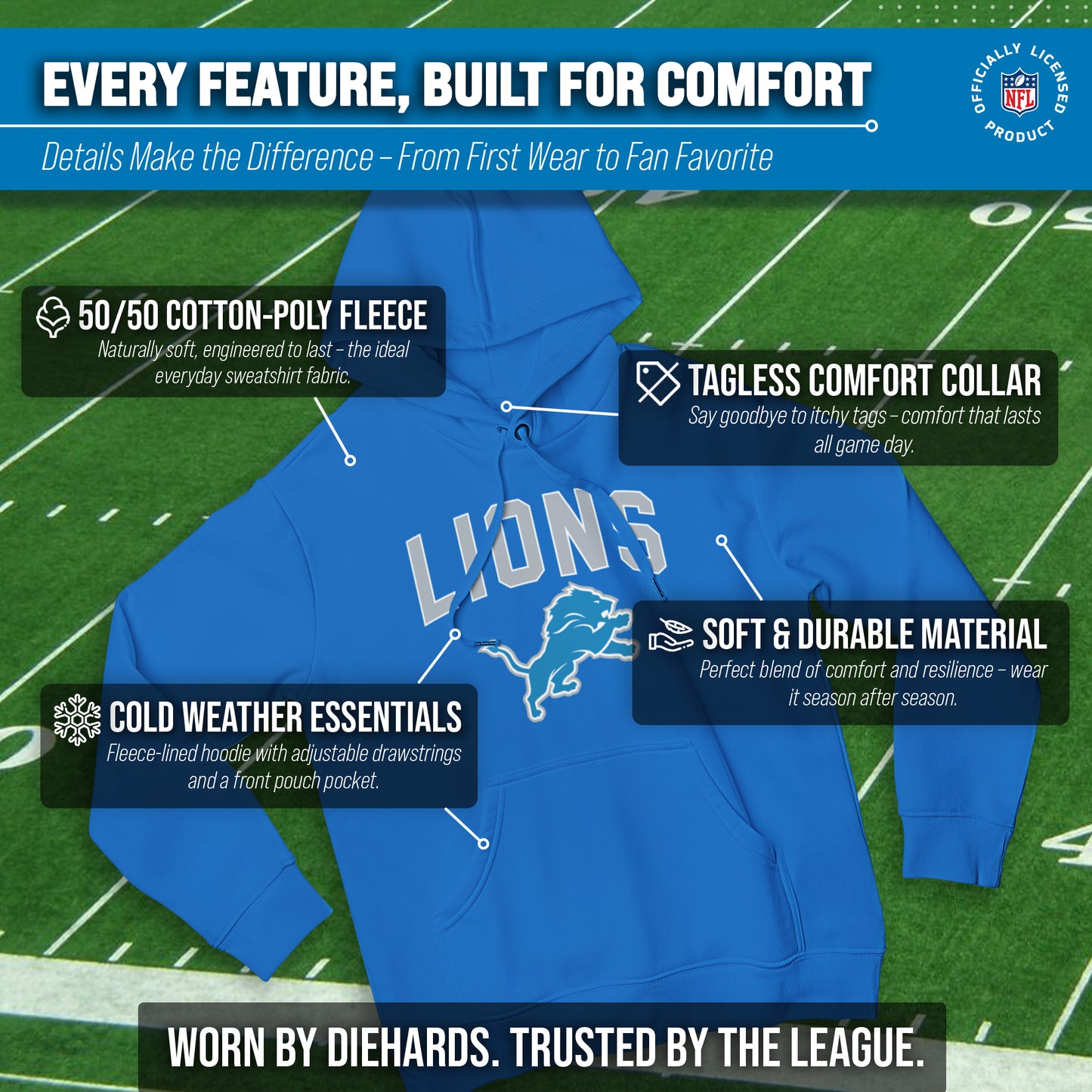 Detroit Lions NFL Home Team Hoodie - Royal