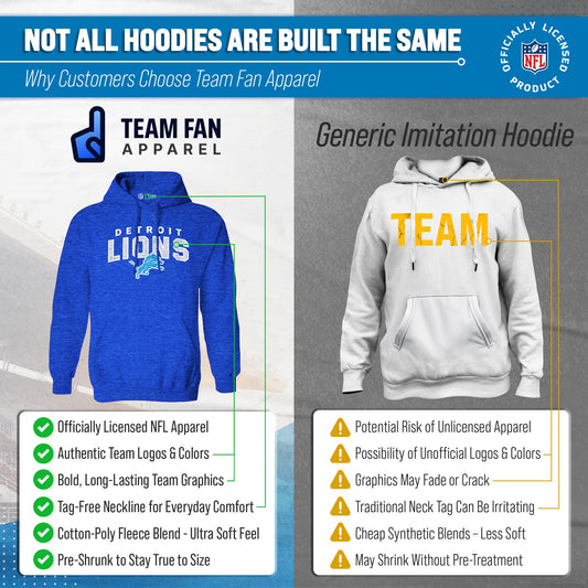 Detroit Lions NFL Adult Unisex Starting Fresh Ultra Soft Fleece Hooded Sweatshirt - Royal