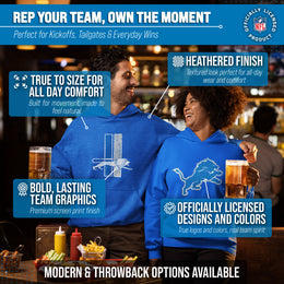 Detroit Lions NFL Adult Unisex Modern Throwback Ultra Soft Fleece Hooded Sweatshirt - Royal