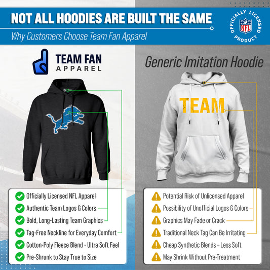 Detroit Lions NFL Adult Unisex Modern Throwback Ultra Soft Fleece Hooded Sweatshirt - Black Heather
