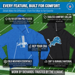 Detroit Lions NFL Adult Unisex Modern Throwback Ultra Soft Fleece Hooded Sweatshirt - Black Heather