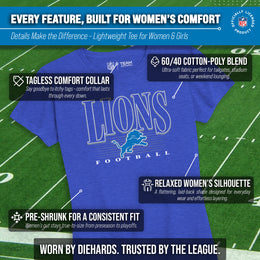 Detroit Lions NFL Womens Overtime Blueprint Tag-Less T-Shirt - Royal