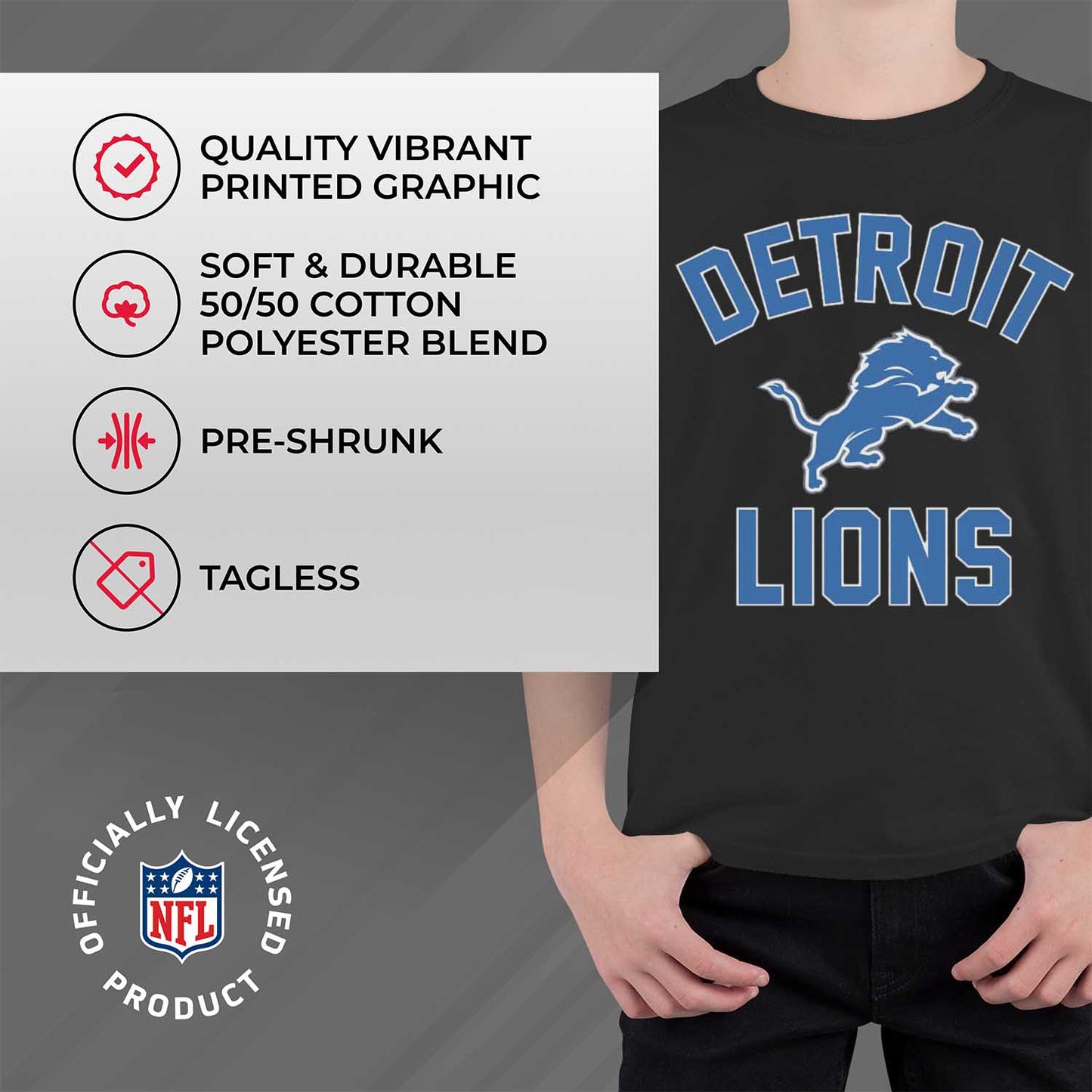 Detroit Lions NFL Youth Gameday Football T-Shirt - Black