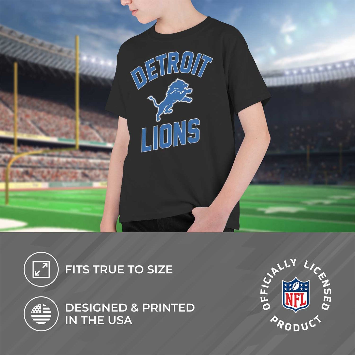 Detroit Lions NFL Youth Gameday Football T-Shirt - Black