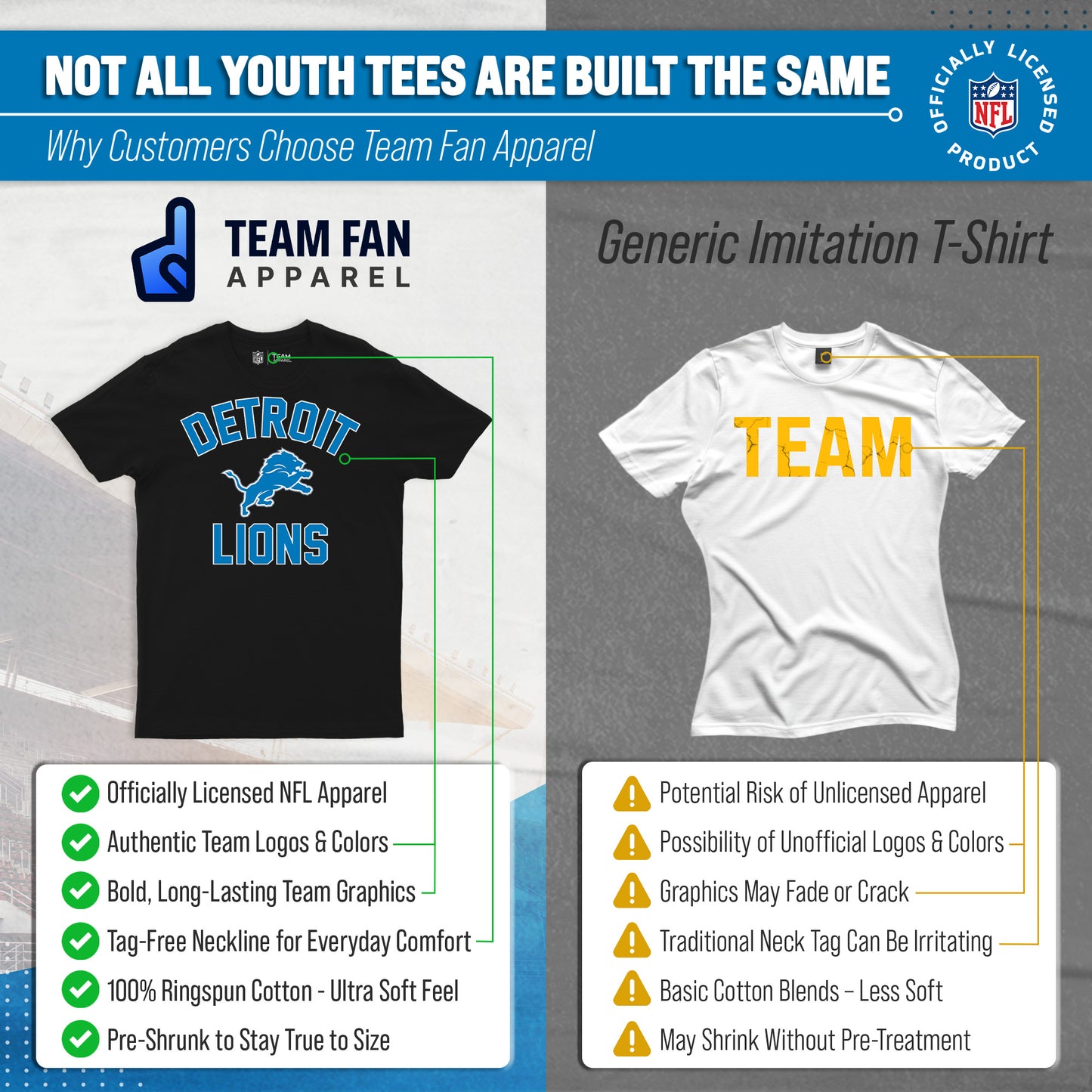 Detroit Lions NFL Youth Gameday Football T-Shirt - Black